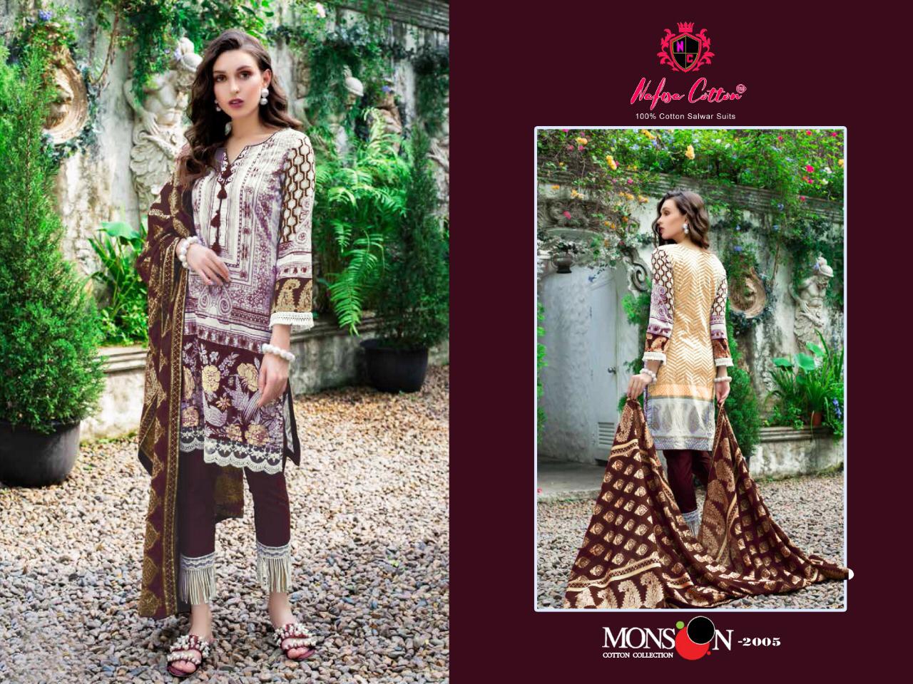 Monsoon Karachi Vol 2 By Nafisa Printed Cotton Dress Material.