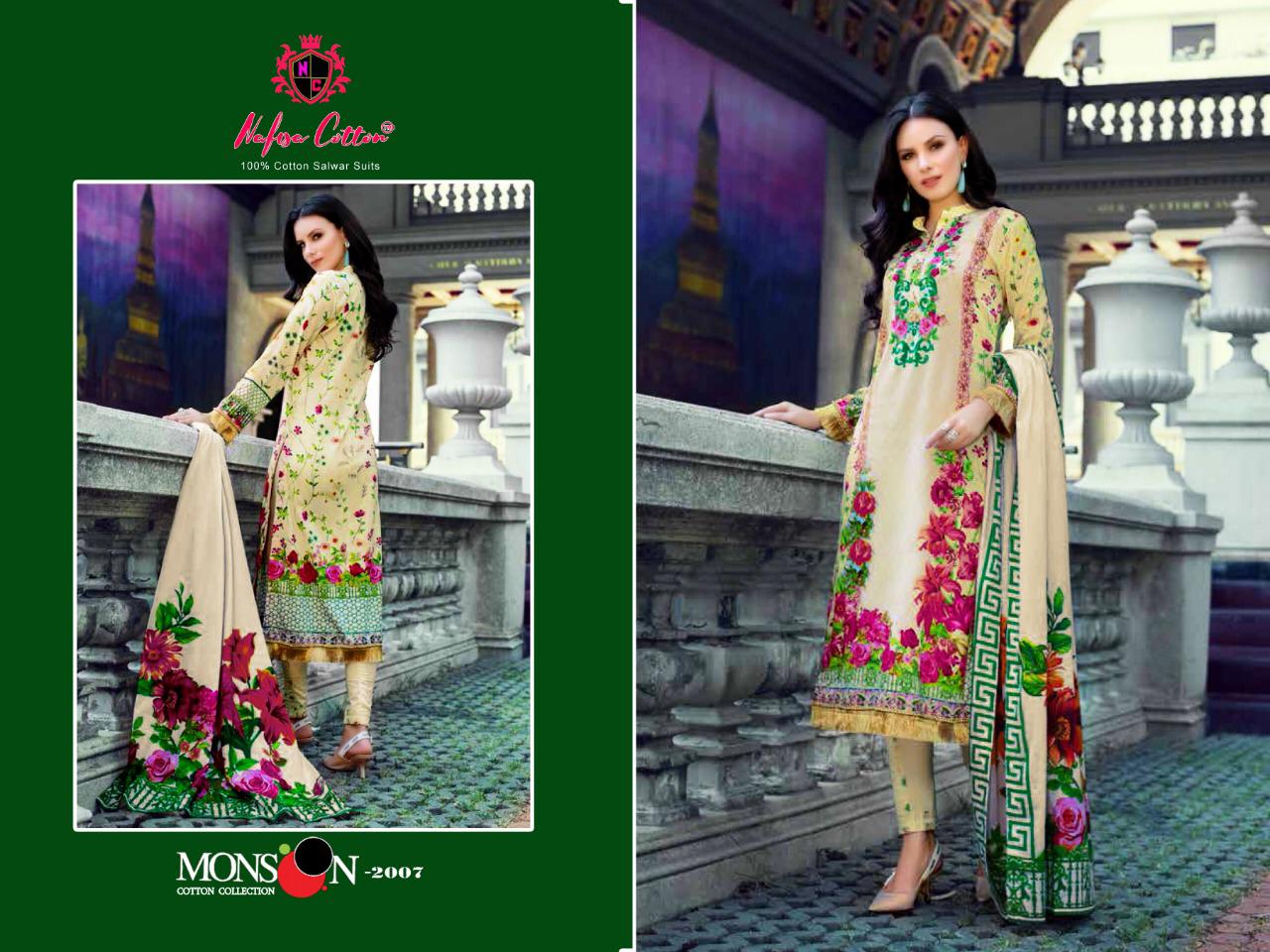 Monsoon Karachi Vol 2 By Nafisa Printed Cotton Dress Material.