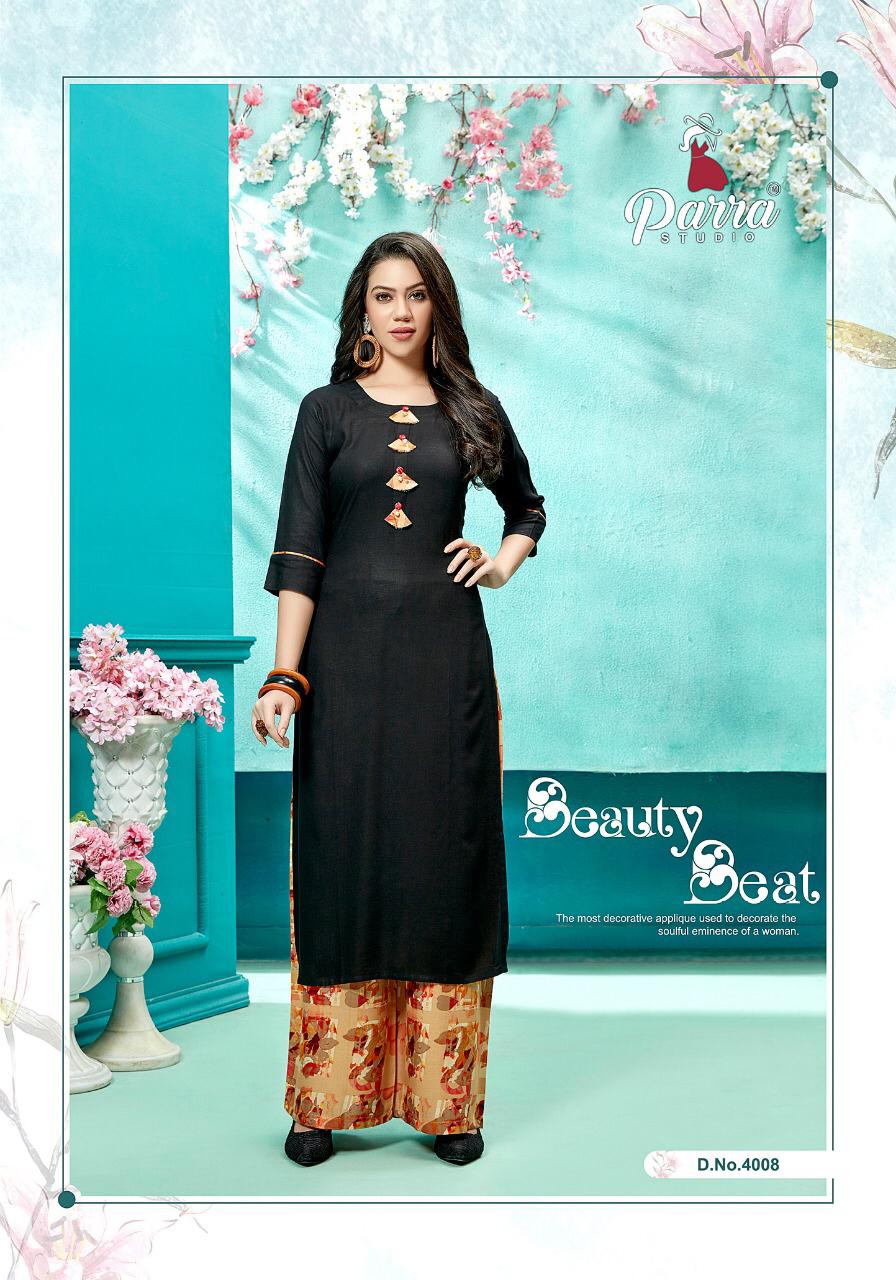 Zurri Vol 4 By Parra Rayon Kurti With Plazzo Catalogue