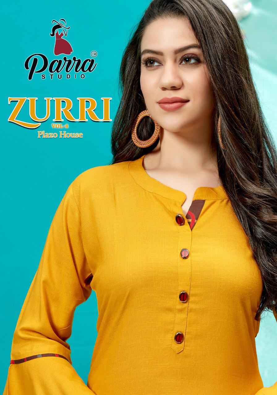 Zurri Vol 4 By Parra Rayon Kurti With Plazzo Catalogue