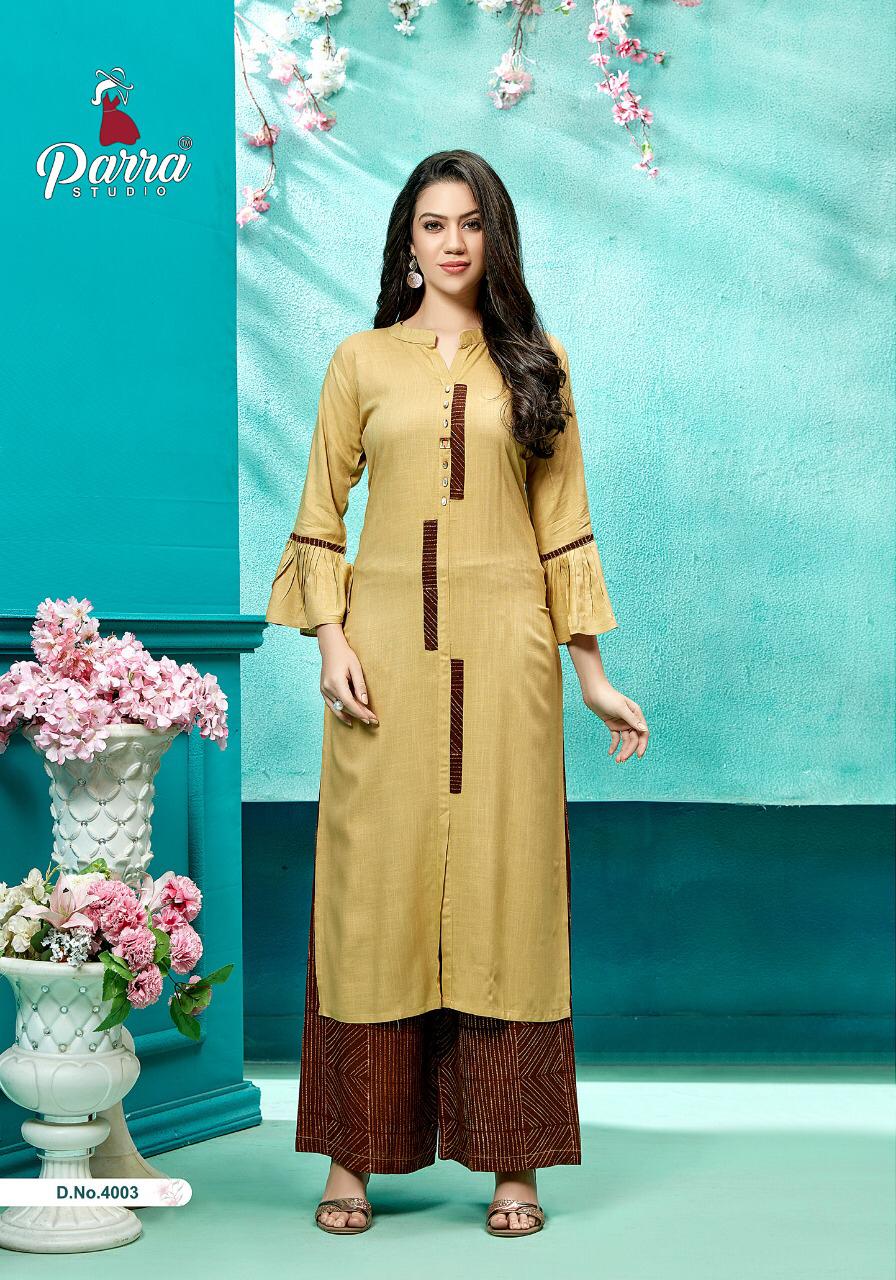 Zurri Vol 4 By Parra Rayon Kurti With Plazzo Catalogue