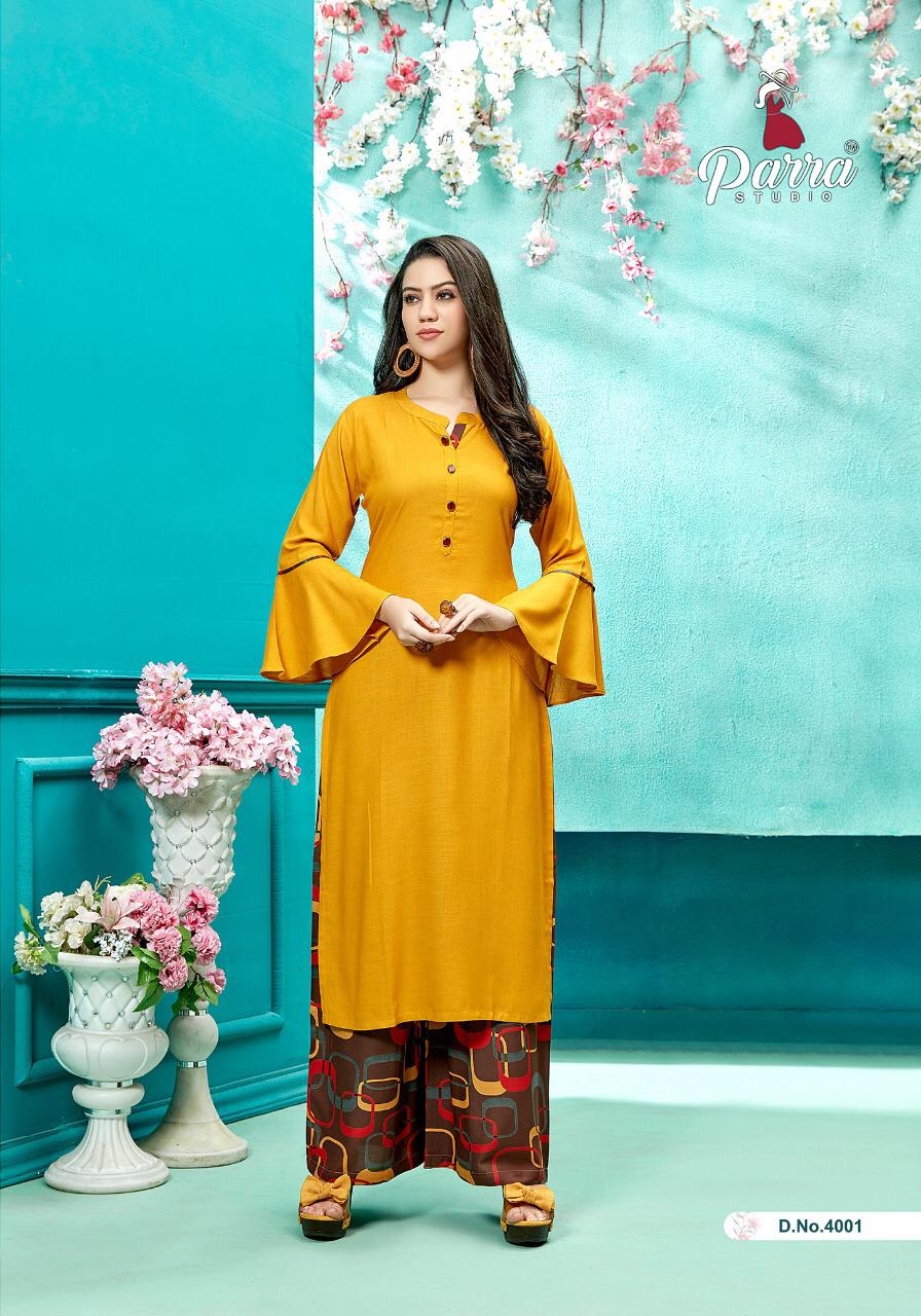 Zurri Vol 4 By Parra Rayon Kurti With Plazzo Catalogue