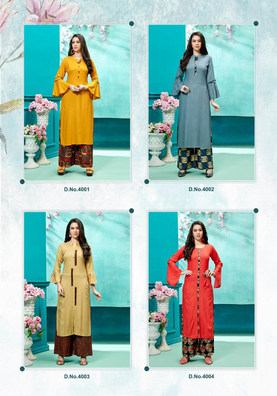 Zurri Vol 4 By Parra Rayon Kurti With Plazzo Catalogue