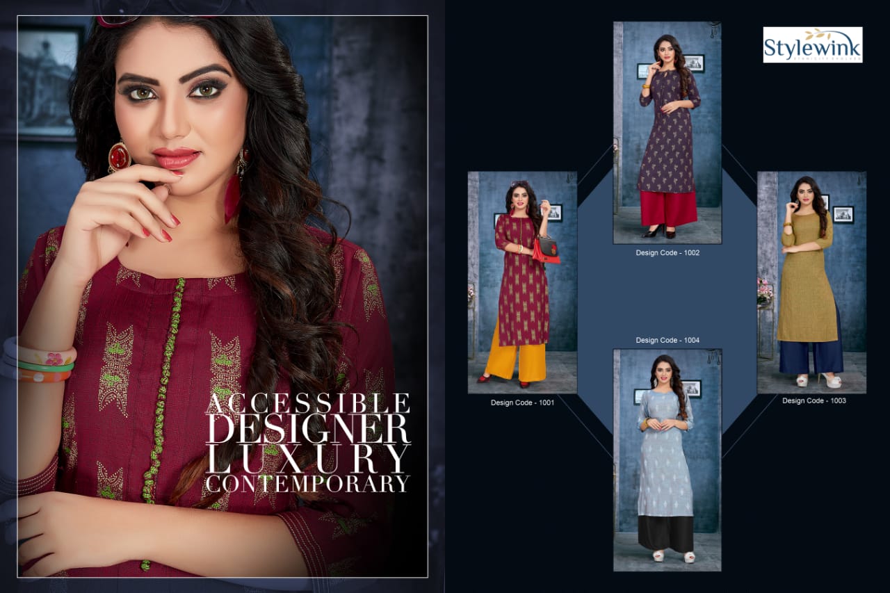 Stylewink By Queen Designer Kurtis With Plazzo Catalogue.