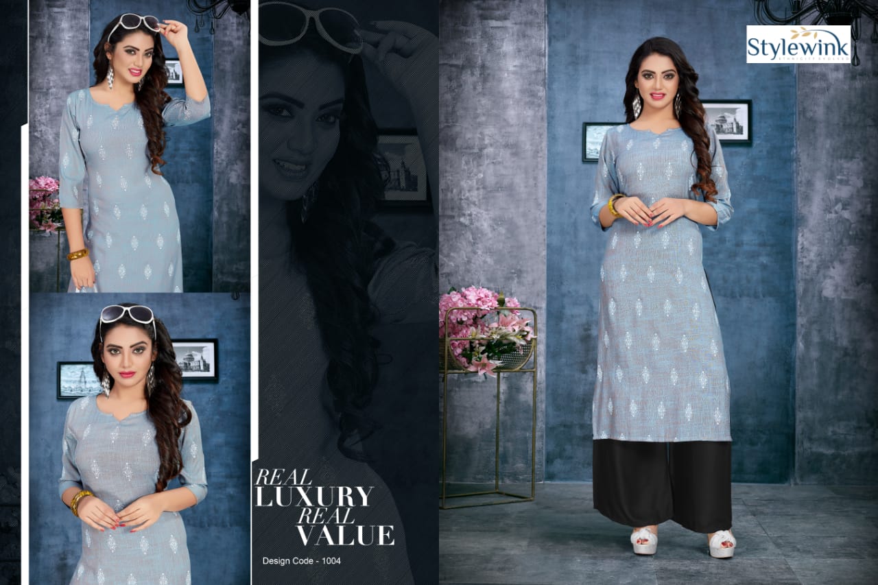 Stylewink By Queen Designer Kurtis With Plazzo Catalogue.