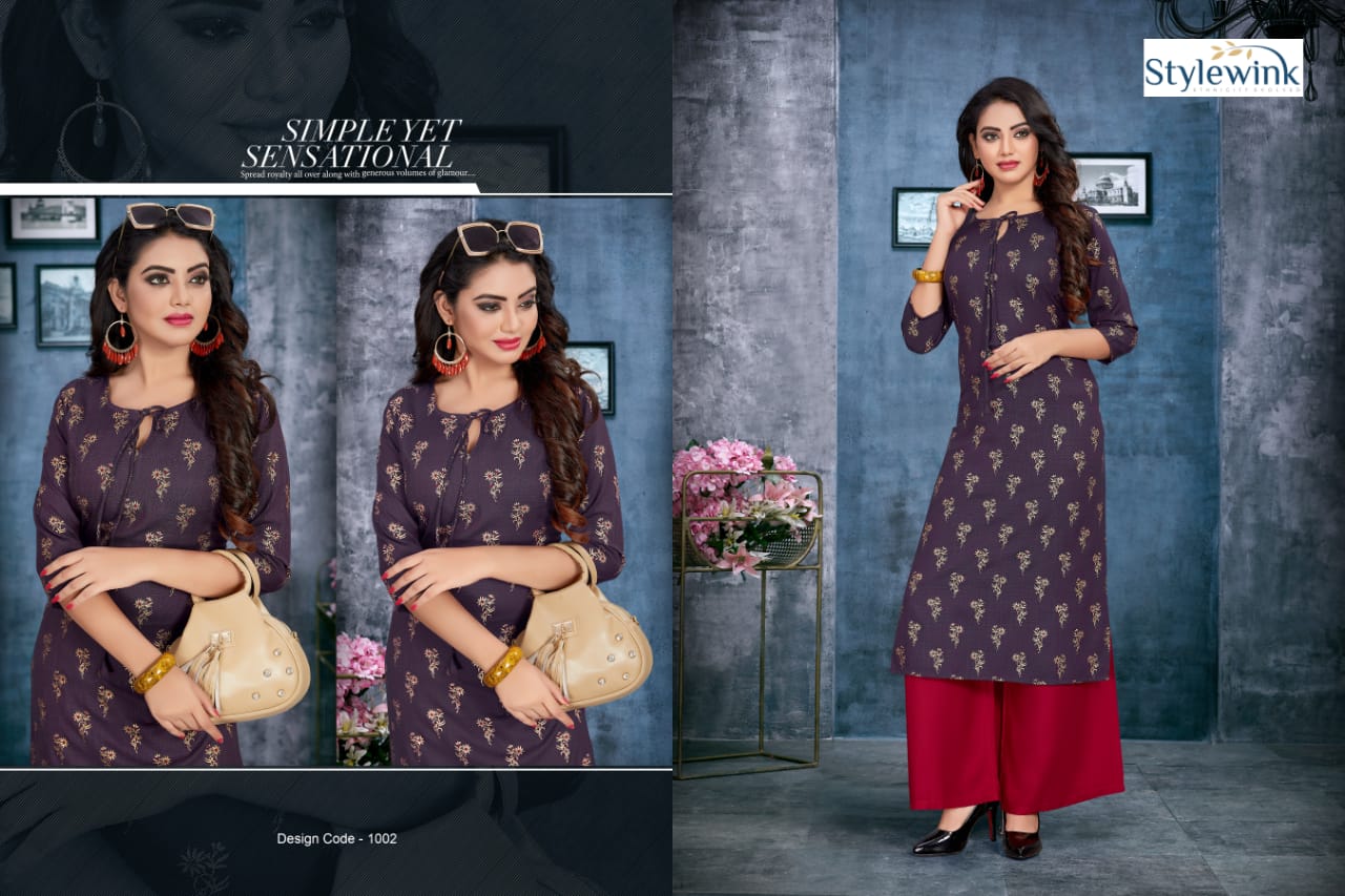 Stylewink By Queen Designer Kurtis With Plazzo Catalogue.