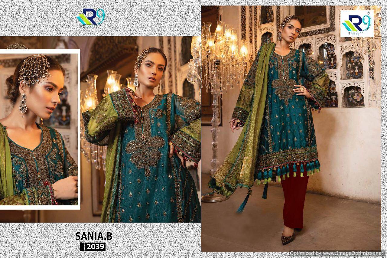 Sania B  By R9 Heavy Georgette Pakistani Salwar Suits Catalogue