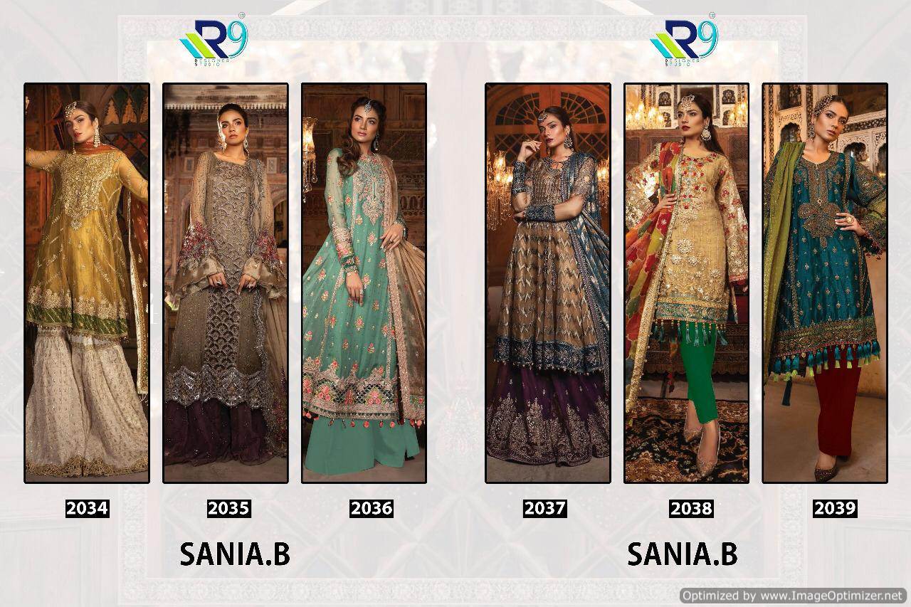 Sania B  By R9 Heavy Georgette Pakistani Salwar Suits Catalogue