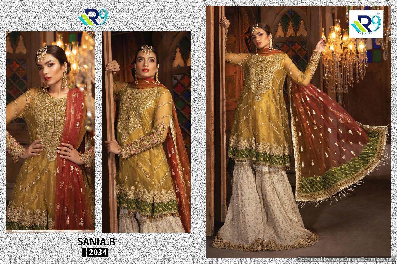 Sania B  By R9 Heavy Georgette Pakistani Salwar Suits Catalogue