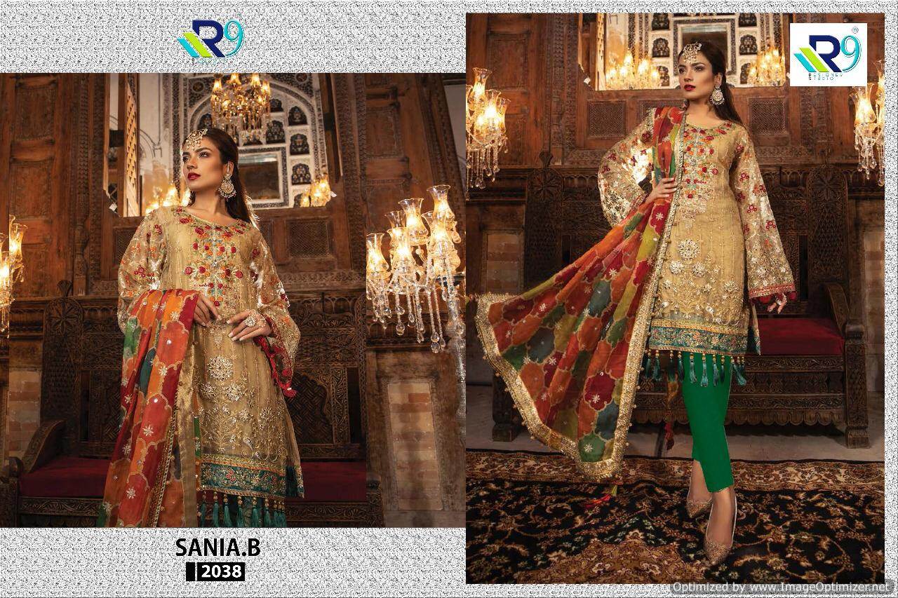 Sania B  By R9 Heavy Georgette Pakistani Salwar Suits Catalogue