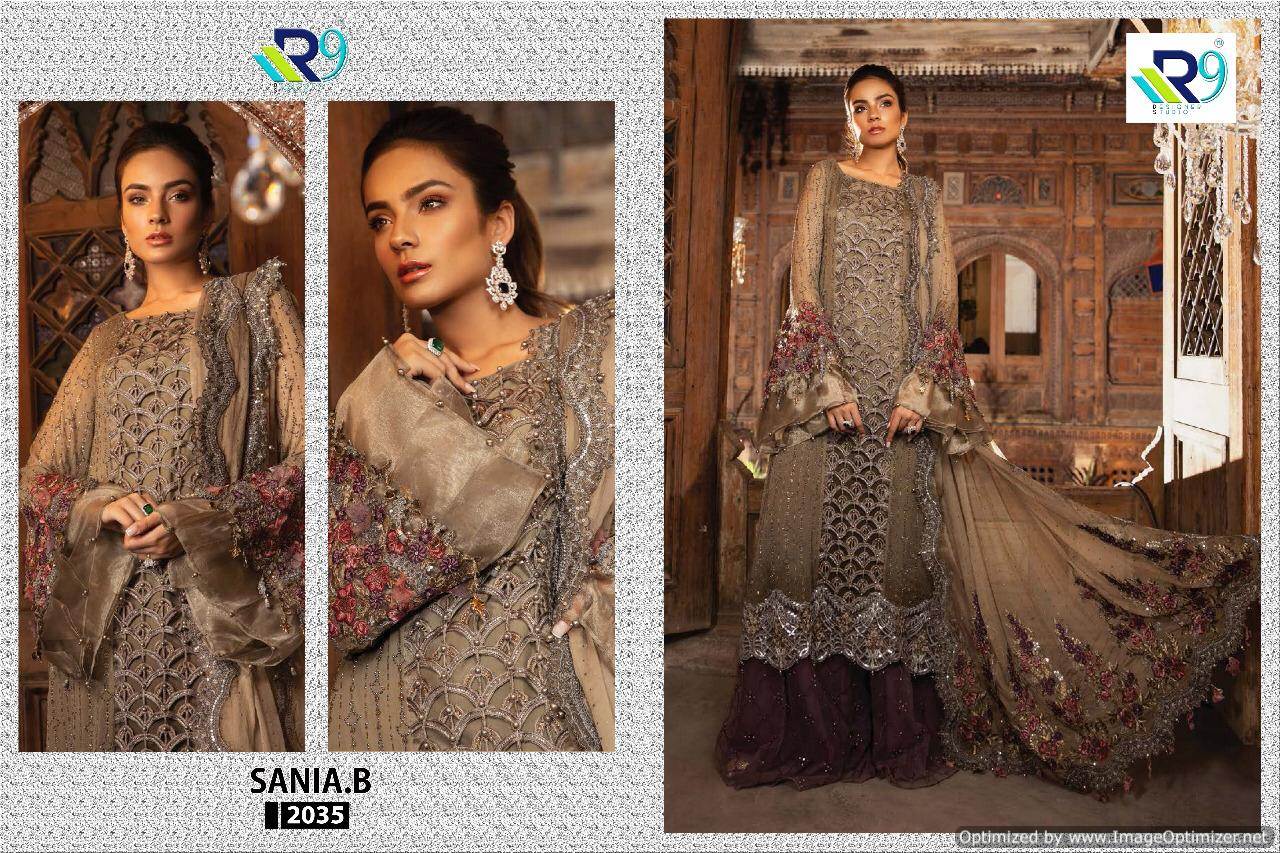 Sania B  By R9 Heavy Georgette Pakistani Salwar Suits Catalogue