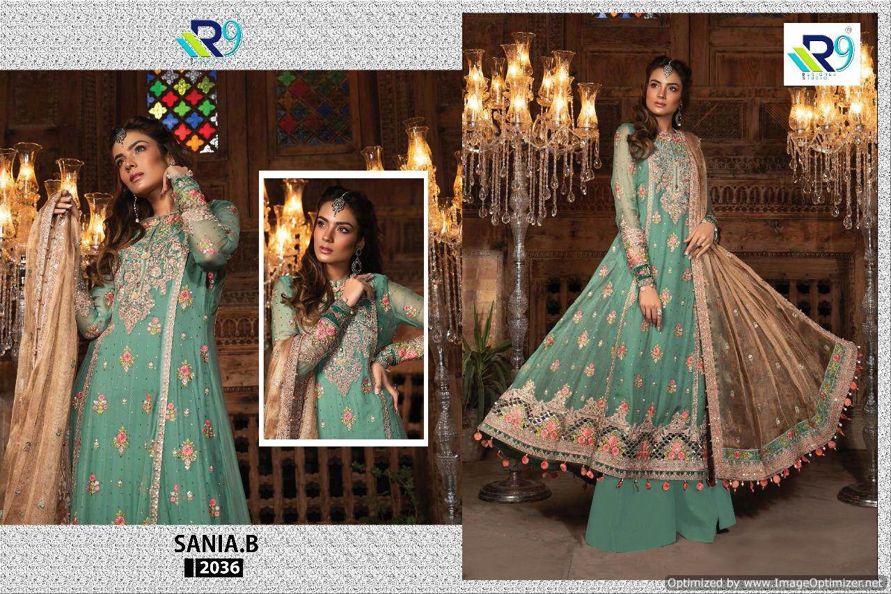 Sania B  By R9 Heavy Georgette Pakistani Salwar Suits Catalogue