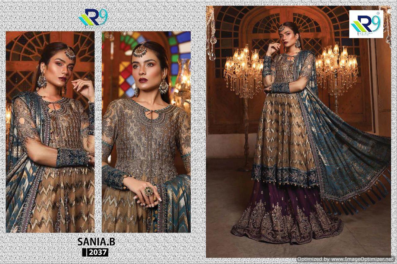 Sania B  By R9 Heavy Georgette Pakistani Salwar Suits Catalogue