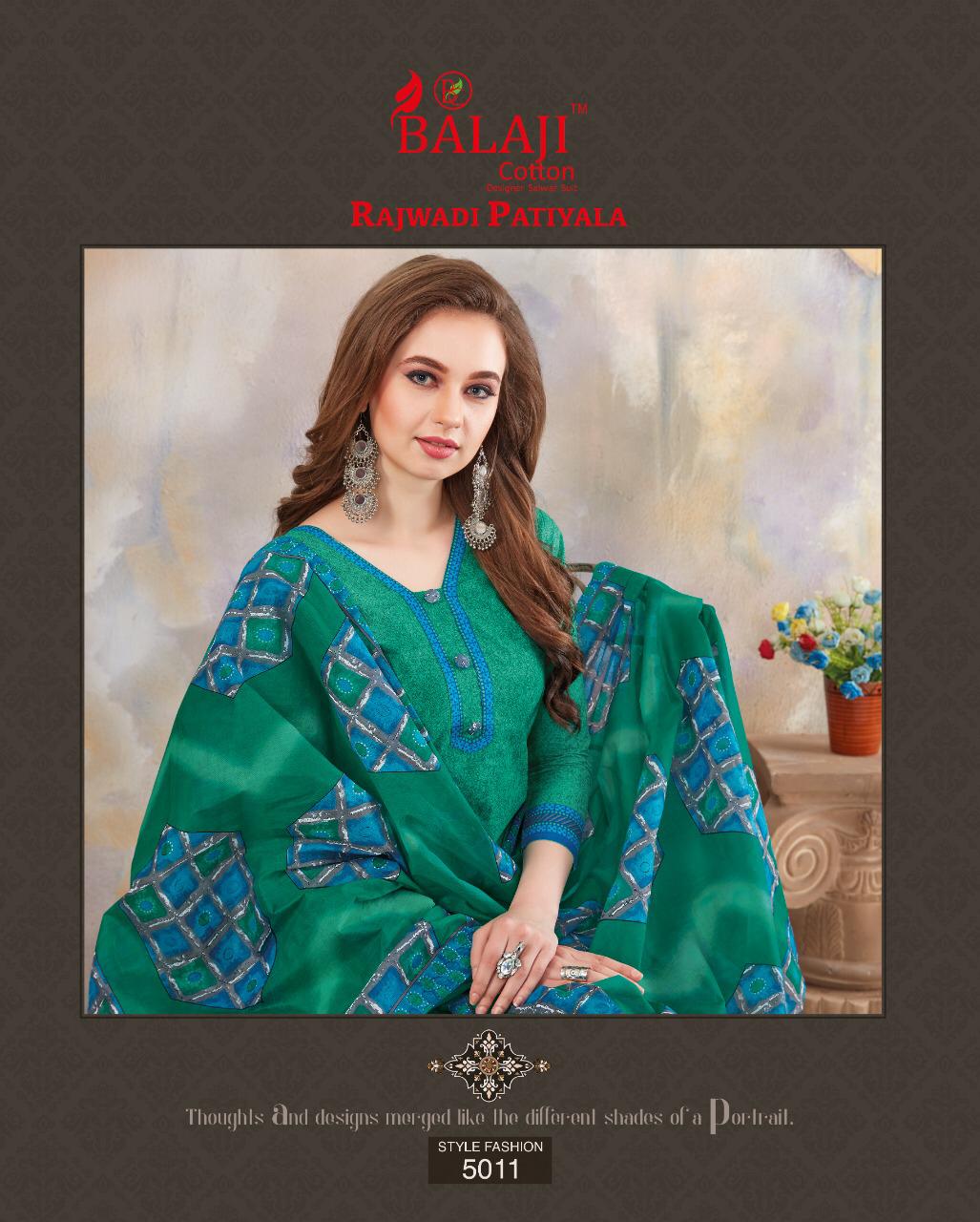 Rajwadi Patiyala Vol 5 By Balaji Printed Cotton Dress Material.
