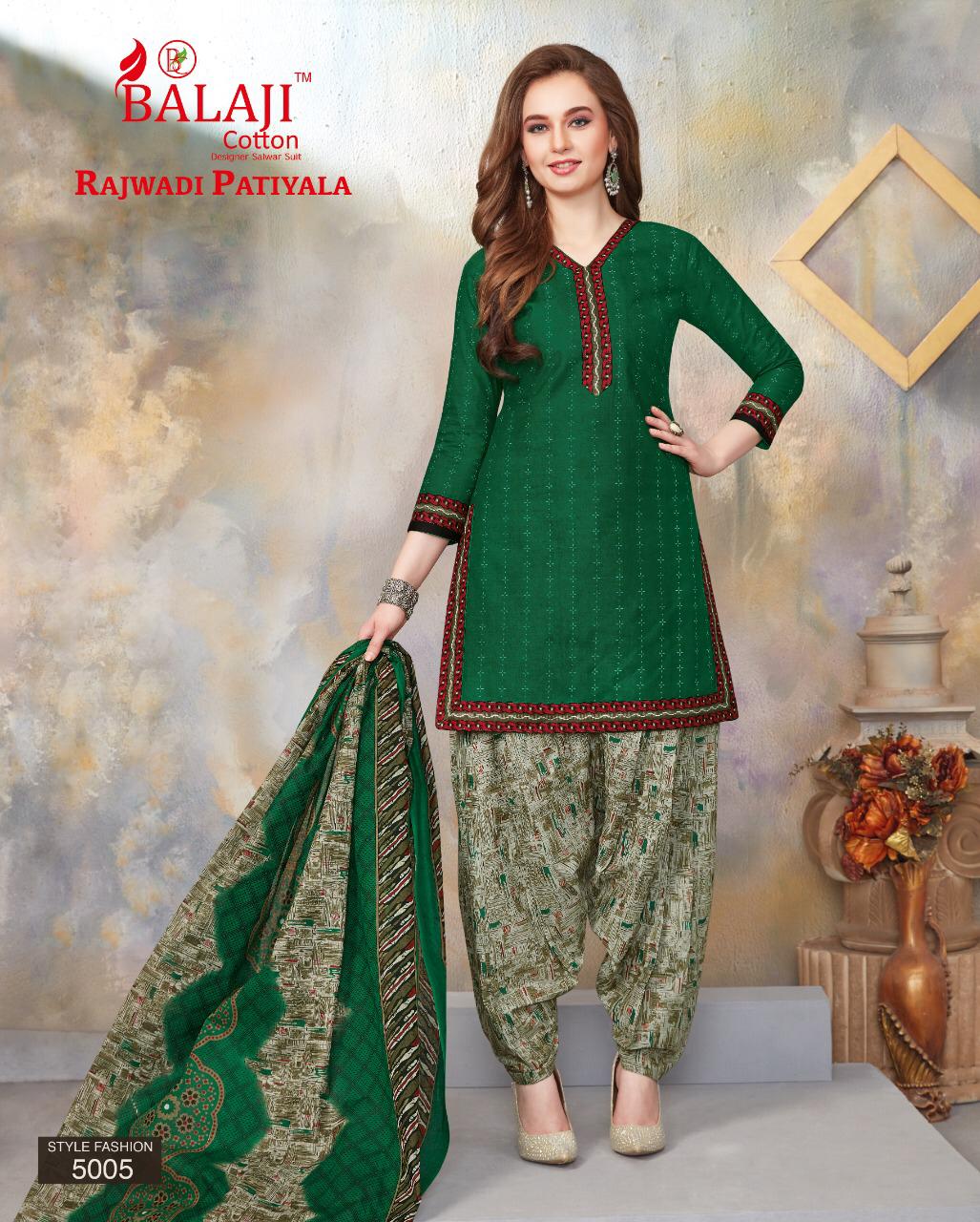 Rajwadi Patiyala Vol 5 By Balaji Printed Cotton Dress Material.