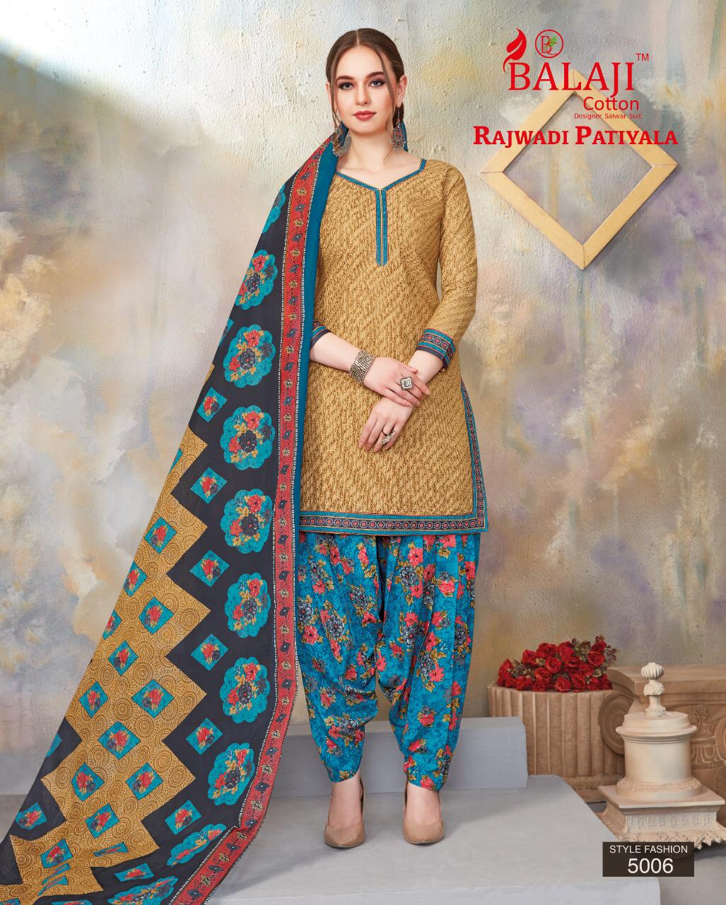 Rajwadi Patiyala Vol 5 By Balaji Printed Cotton Dress Material.