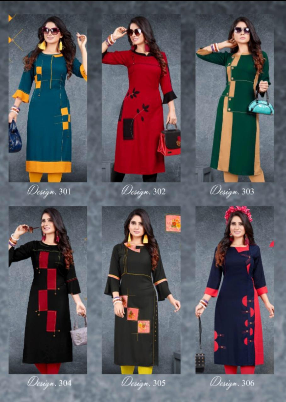 Pearl Vol 3 By Rf Designer Heavy Rayon Kurtis Catalogue