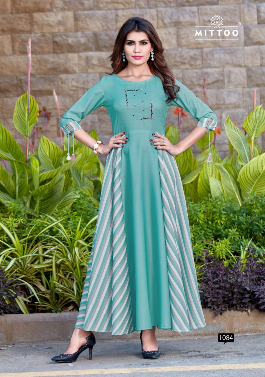 Riwaz By Mittoo Rayon Flax  Long Kurtis Collection