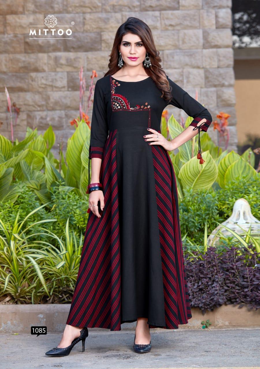 Riwaz By Mittoo Rayon Flax  Long Kurtis Collection