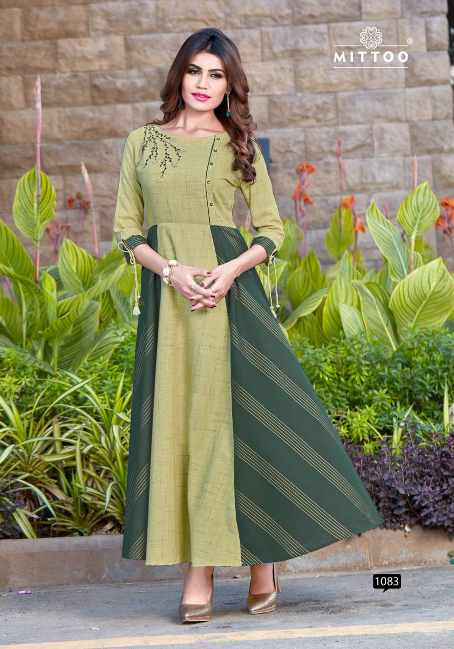Riwaz By Mittoo Rayon Flax  Long Kurtis Collection