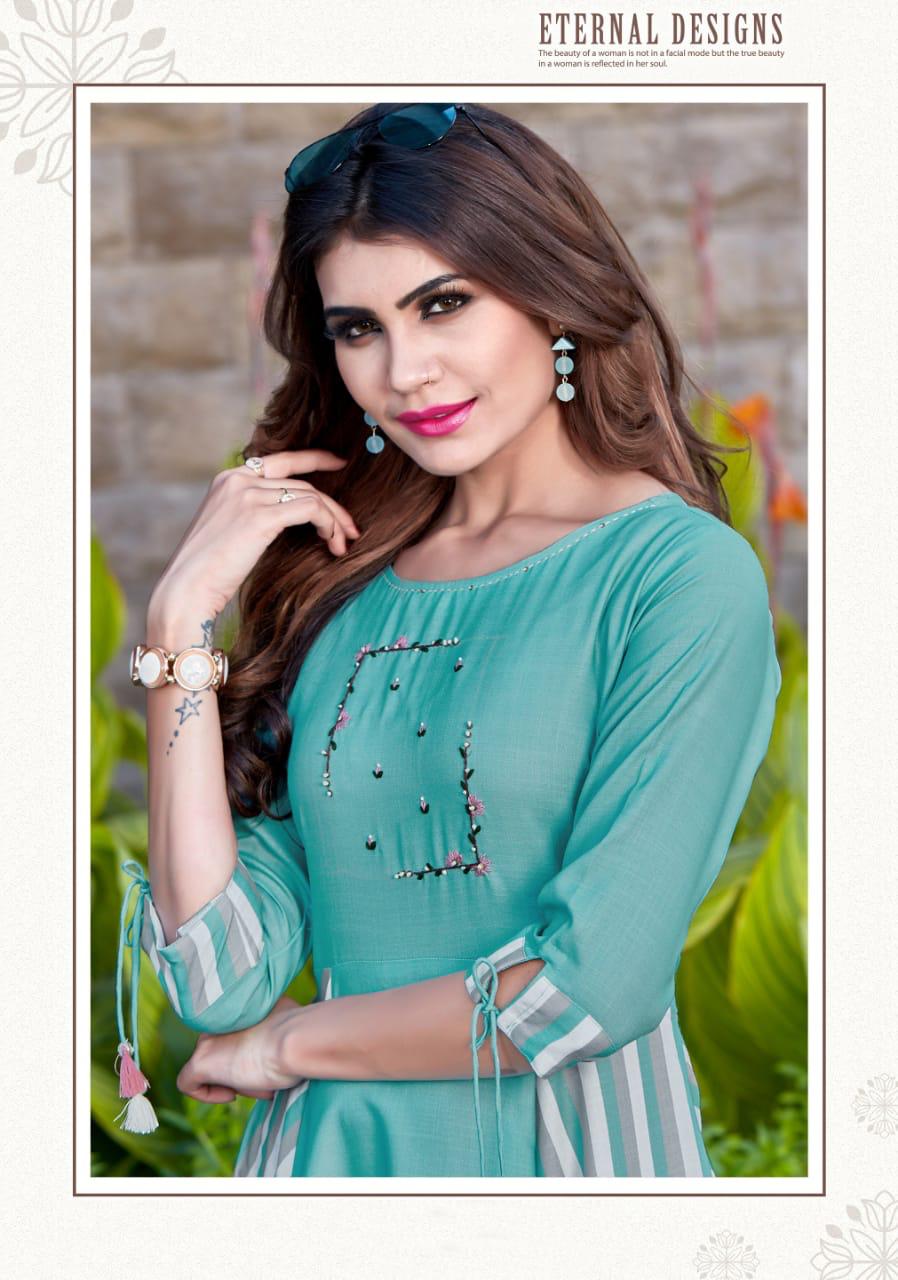 Riwaz By Mittoo Rayon Flax  Long Kurtis Collection