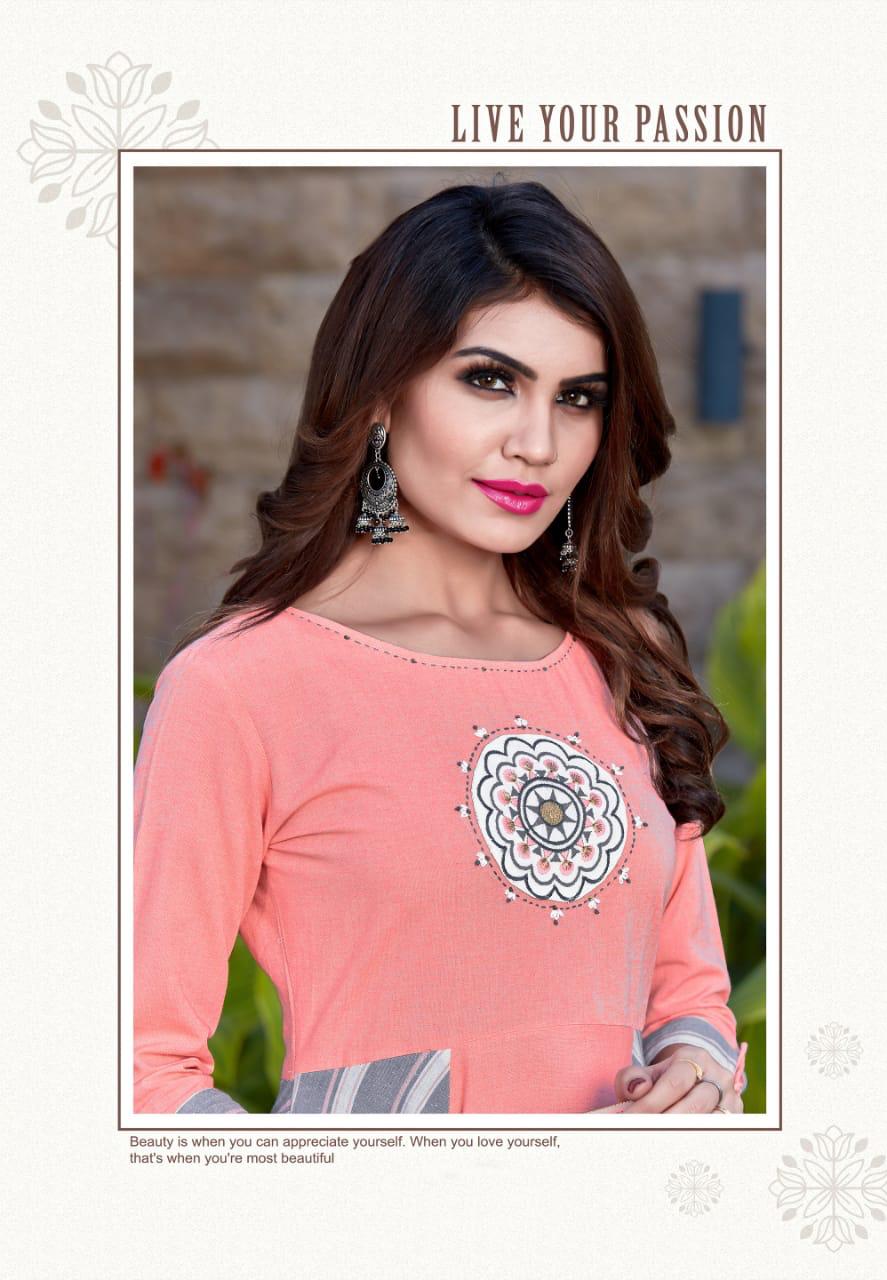Riwaz By Mittoo Rayon Flax  Long Kurtis Collection