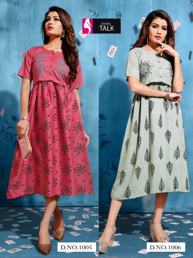 Tucute By Fashion Talk Heavy Rayon Jacket Style Western Kurti Catalogue