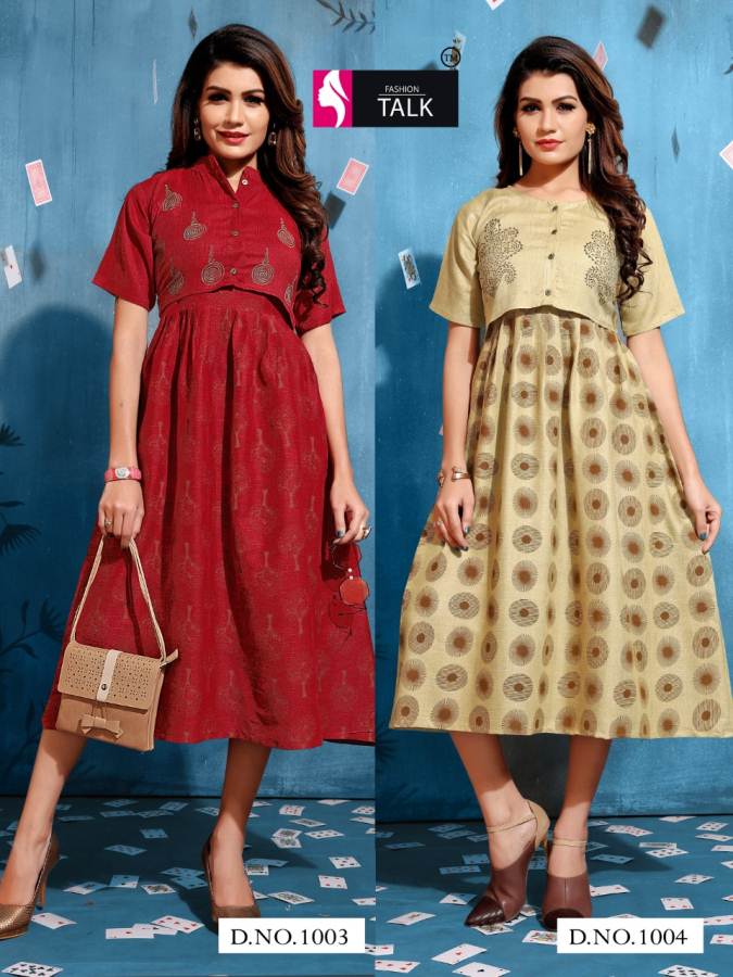 Tucute By Fashion Talk Heavy Rayon Jacket Style Western Kurti Catalogue
