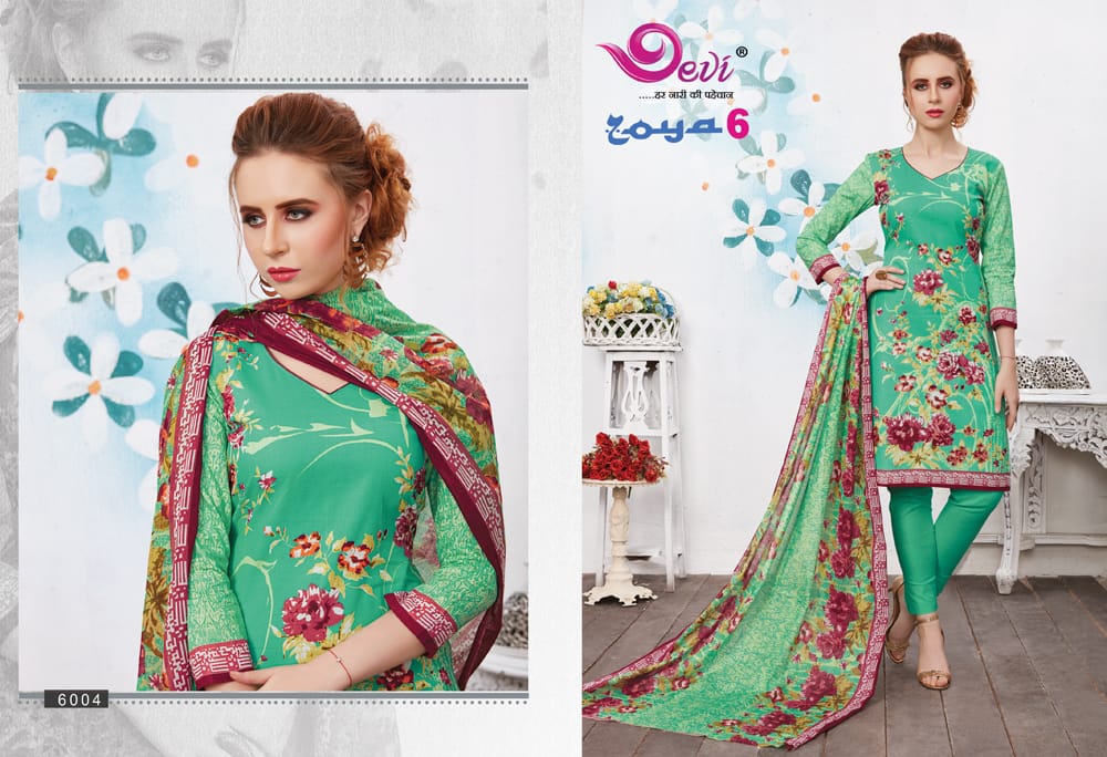 Zoya Vol 6 By Devi Pure Cotton Printed Dress Material Catalogue