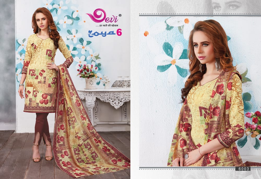 Zoya Vol 6 By Devi Pure Cotton Printed Dress Material Catalogue
