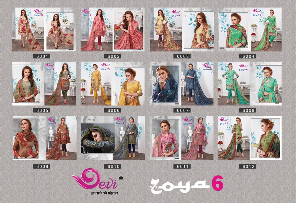 Zoya Vol 6 By Devi Pure Cotton Printed Dress Material Catalogue