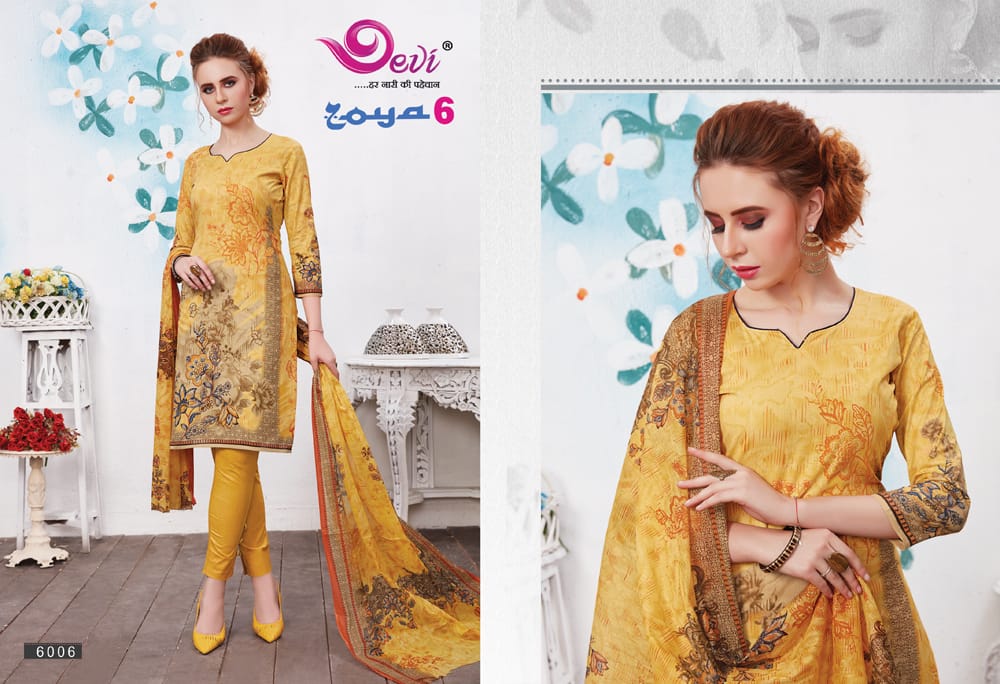 Zoya Vol 6 By Devi Pure Cotton Printed Dress Material Catalogue