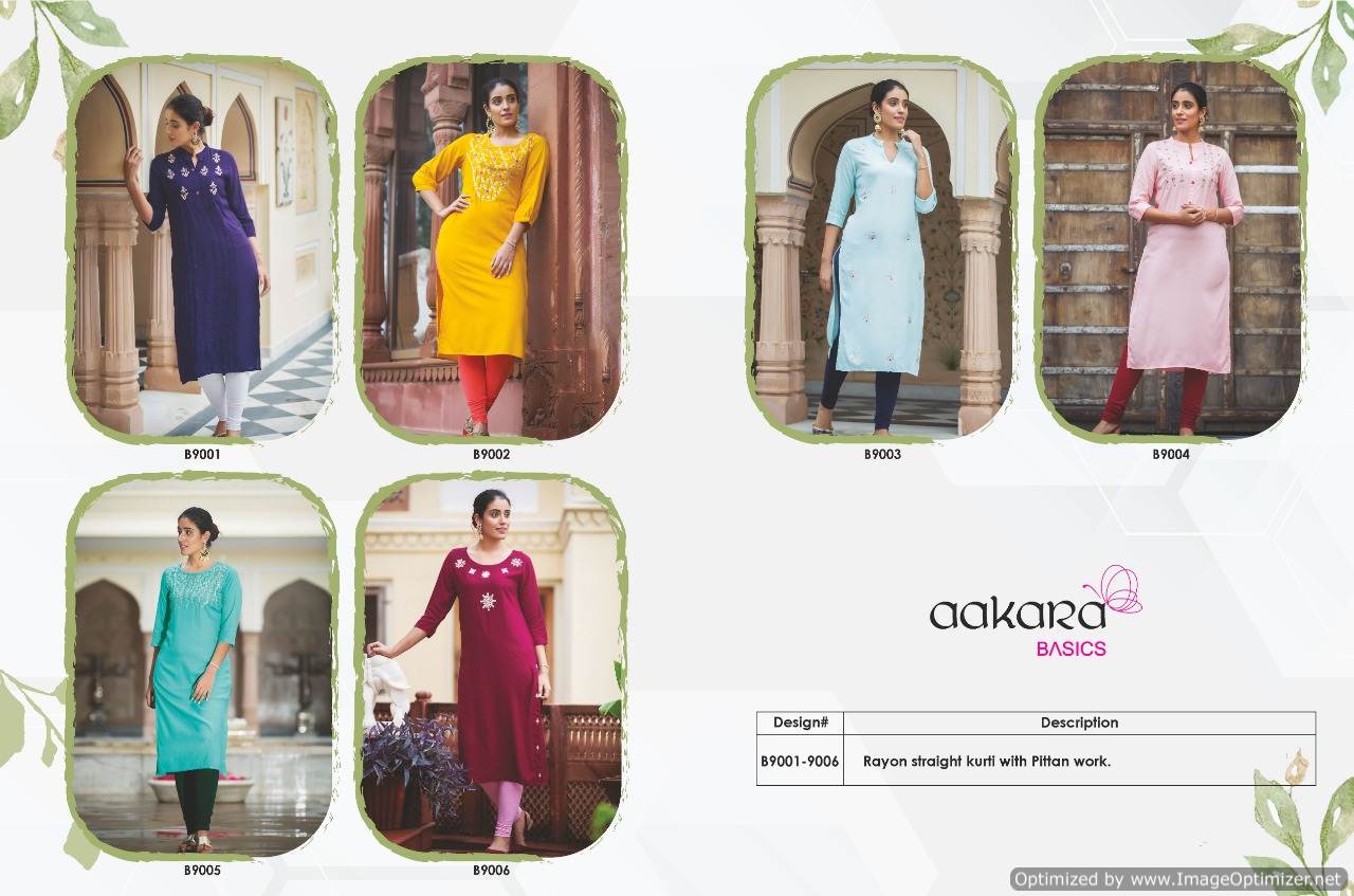 Basics Vol 9 By Aakara Straight Style Kurtis Catalogue