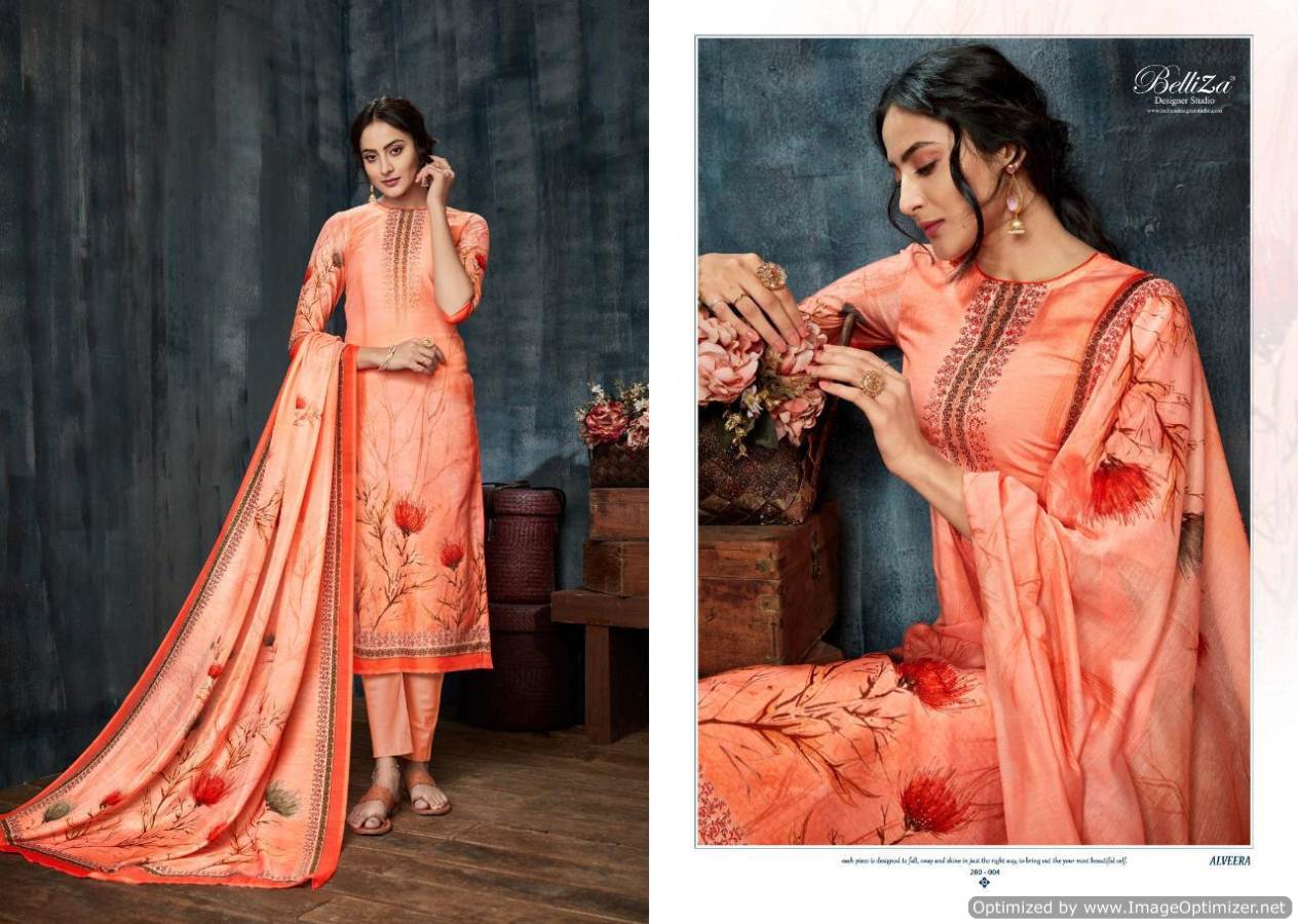 Alveera By Belliza Pure Muslin Silk Digital Printed Dress Material Collection