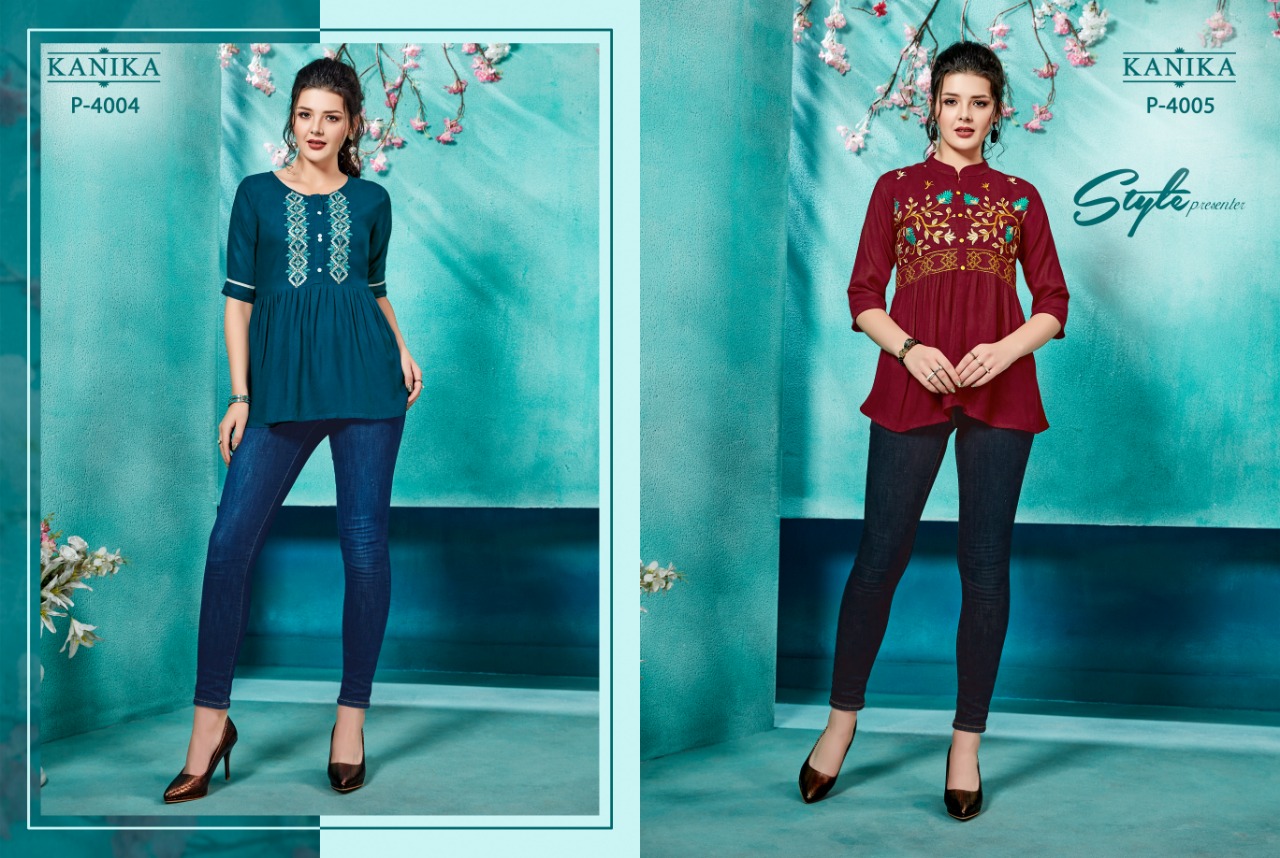 Baby Doll By Kanika Rayon Embroidery Wrok Top Catalogue
