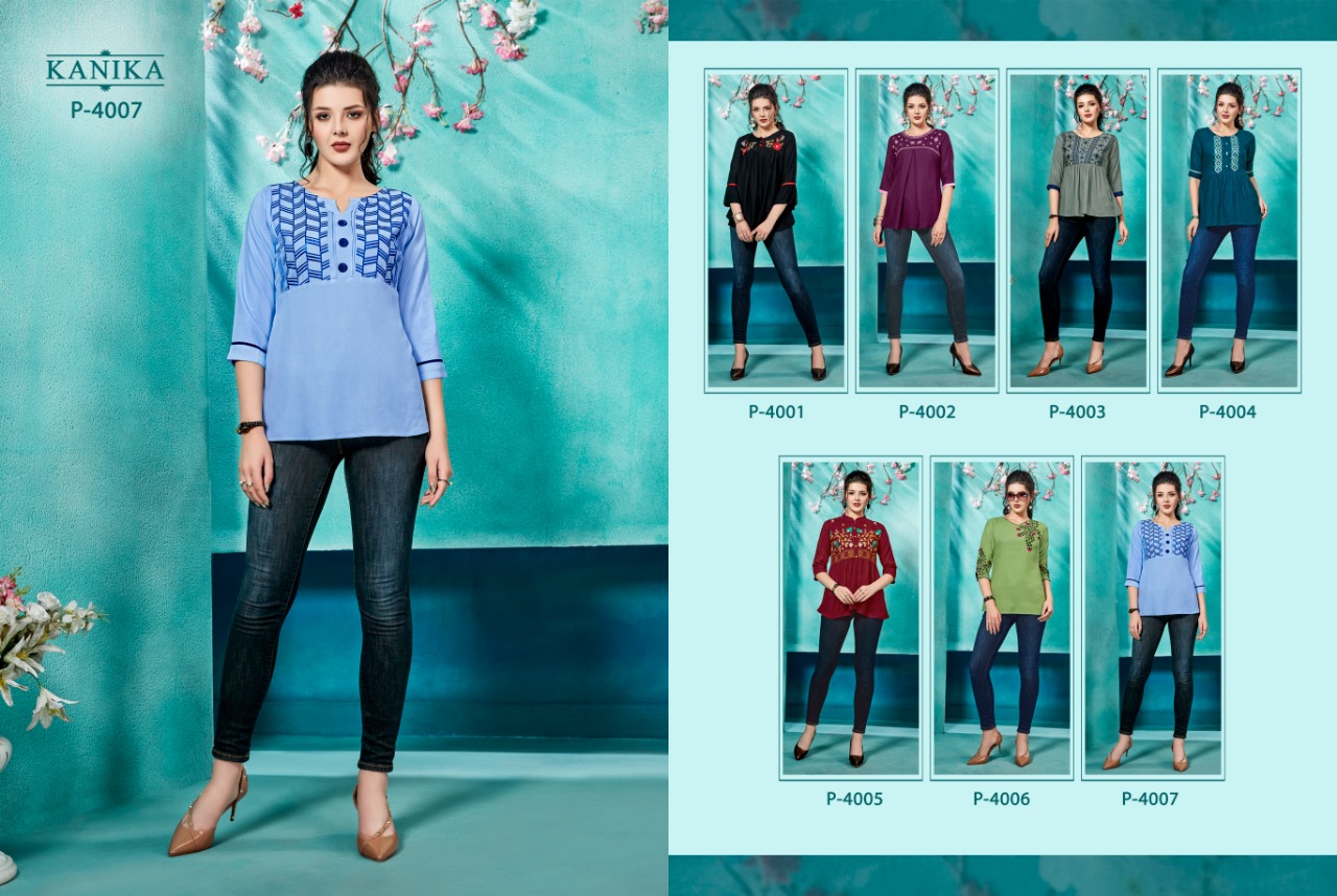 Baby Doll By Kanika Rayon Embroidery Wrok Top Catalogue