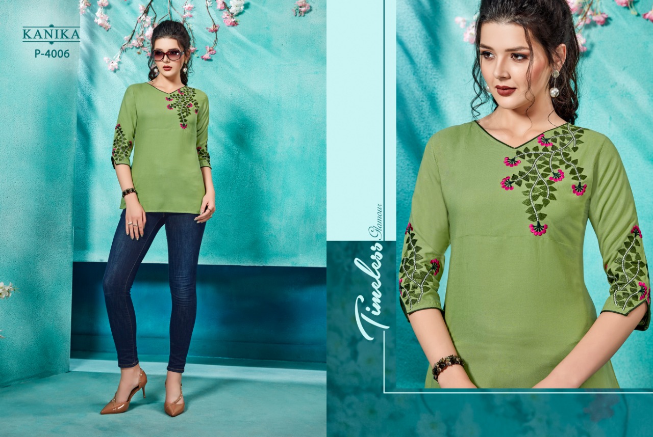 Baby Doll By Kanika Rayon Embroidery Wrok Top Catalogue