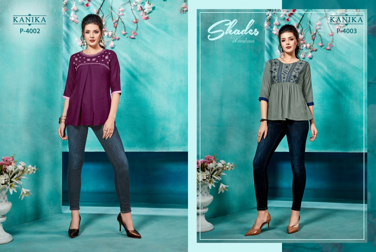 Baby Doll By Kanika Rayon Embroidery Wrok Top Catalogue