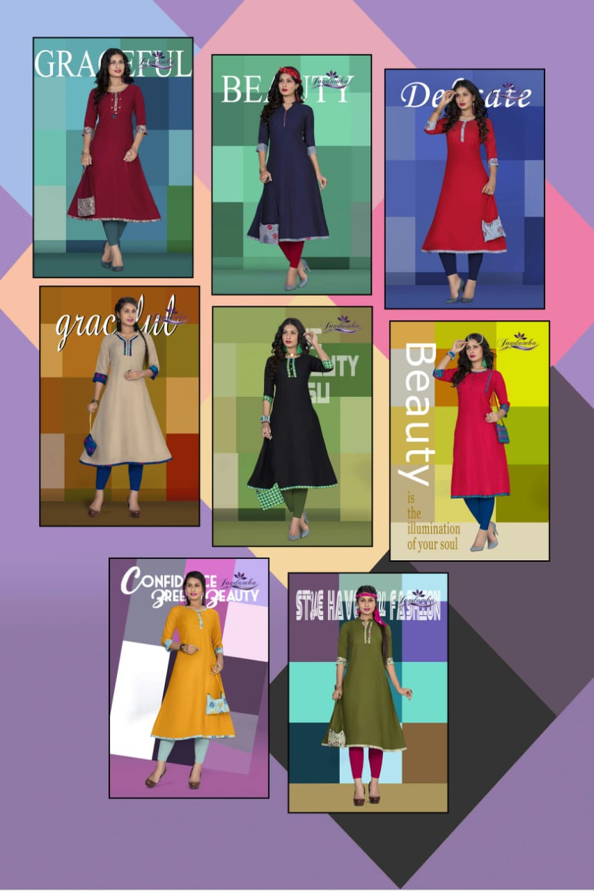 Jagdamba By Carron Kurtis With Pursh Casual Wear Kurtis Collection