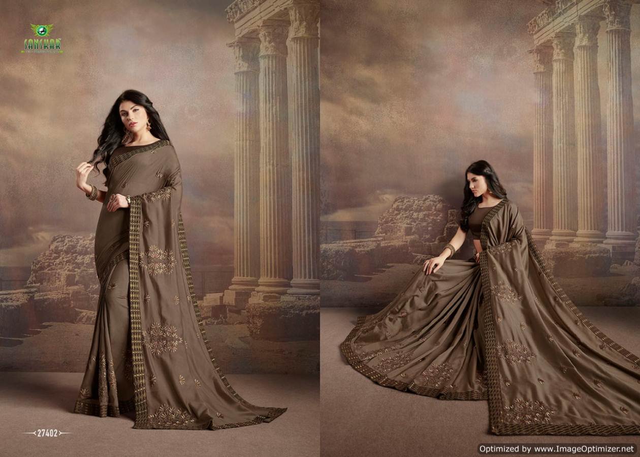 Check Mate By Sanskar Designer Chiffon Wedding Saree Catalogue