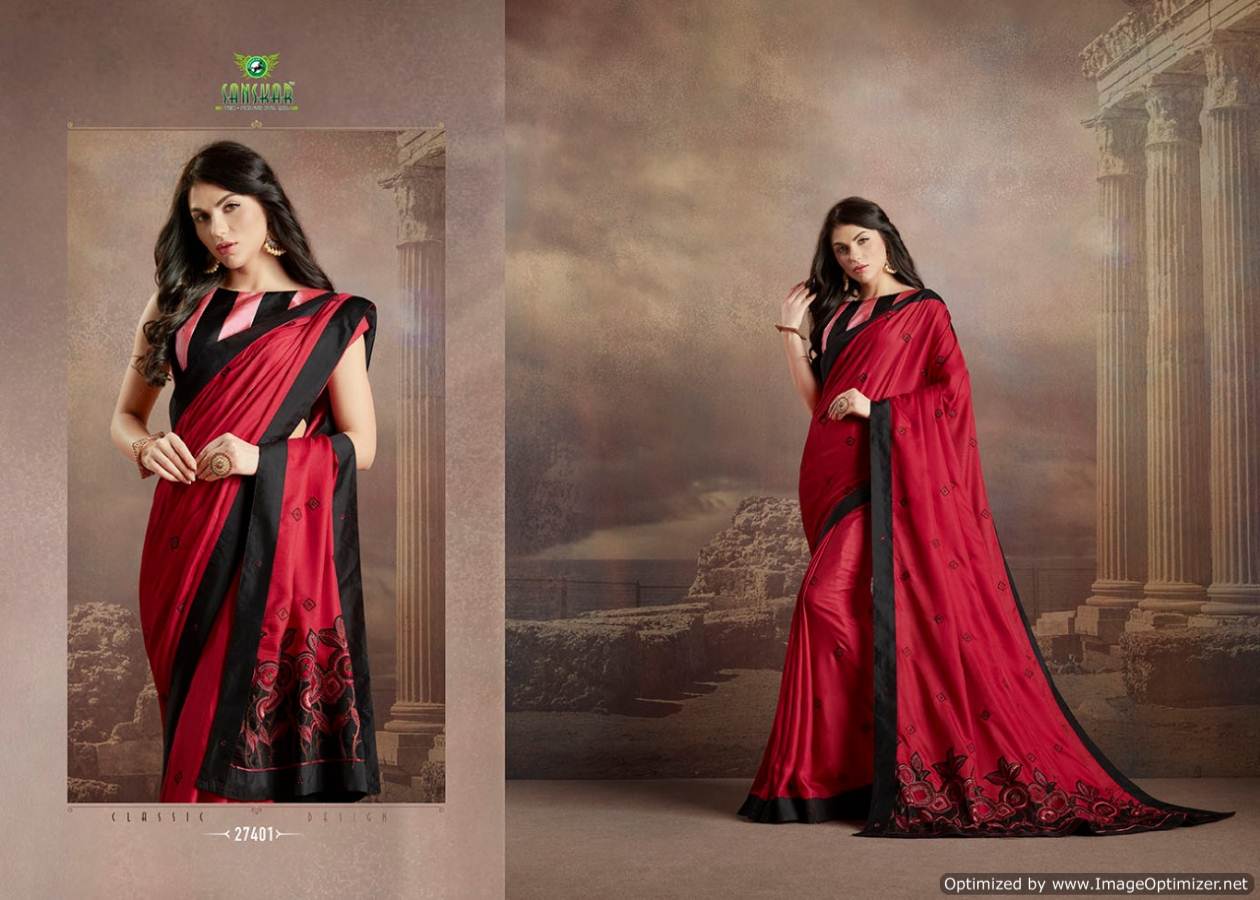 Check Mate By Sanskar Designer Chiffon Wedding Saree Catalogue