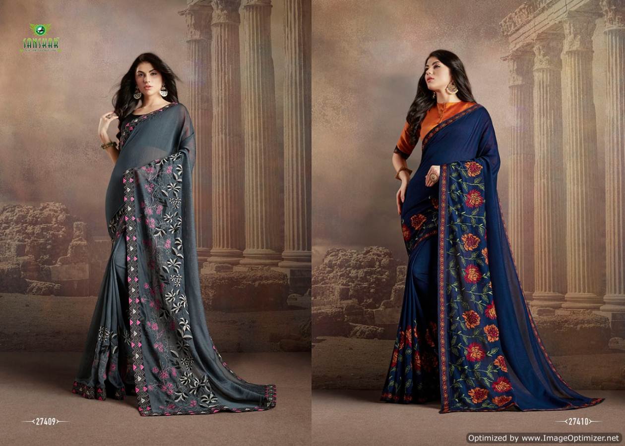 Check Mate By Sanskar Designer Chiffon Wedding Saree Catalogue