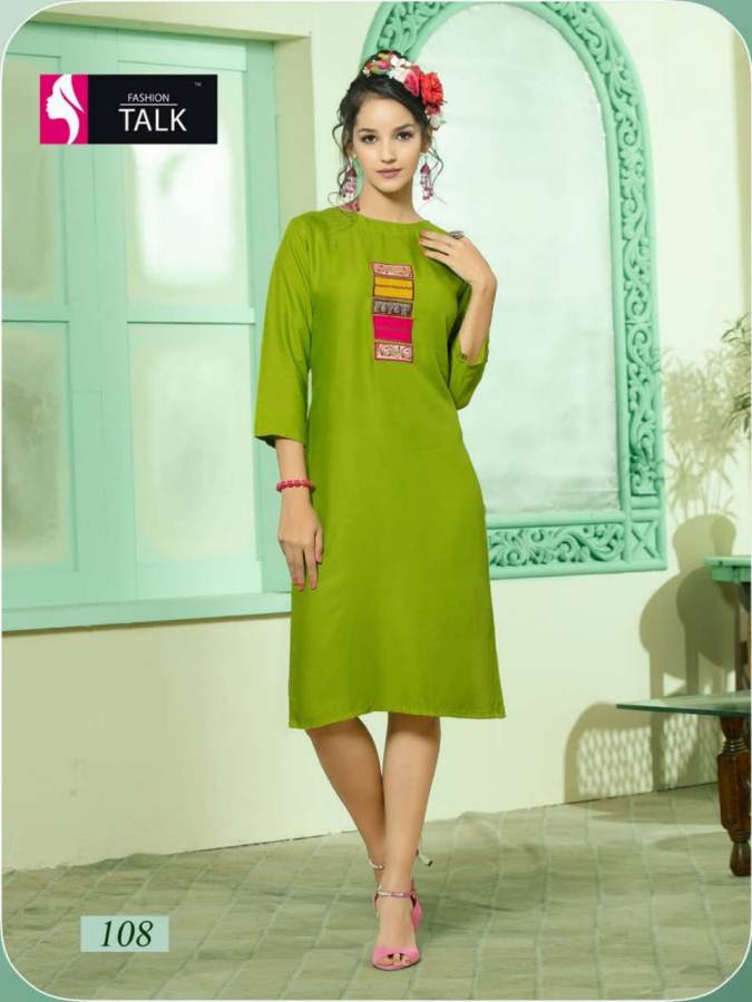Rumani By Fashion Talk Designer Heavy Rayon Kurtis Catalogue
