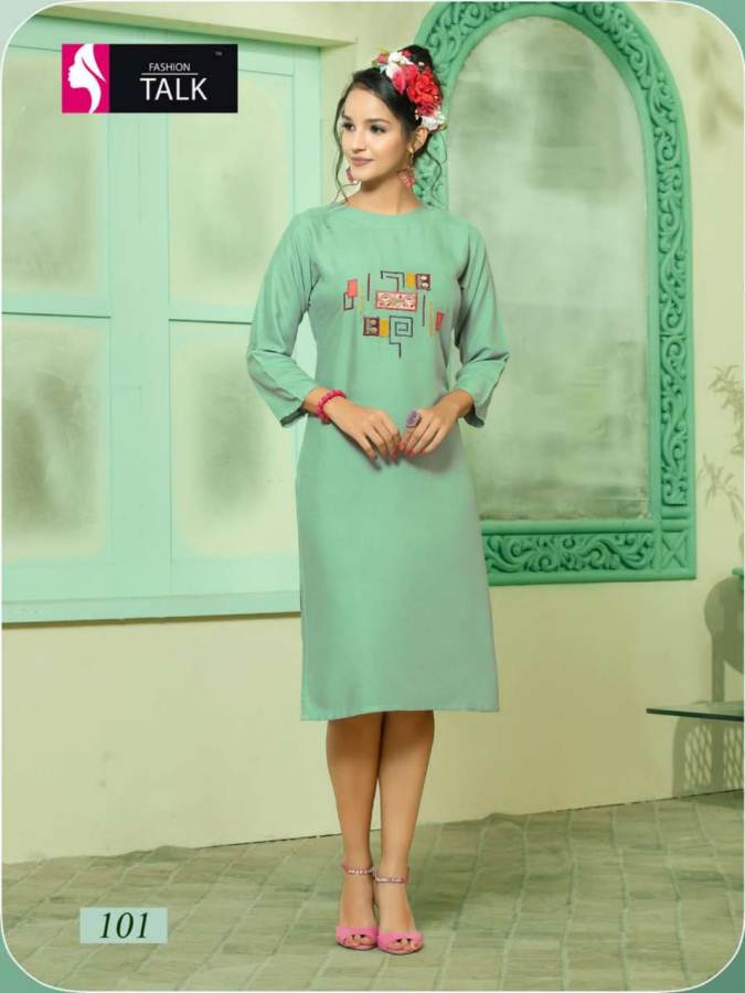 Rumani By Fashion Talk Designer Heavy Rayon Kurtis Catalogue