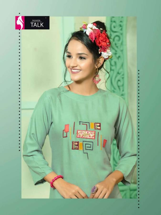 Rumani By Fashion Talk Designer Heavy Rayon Kurtis Catalogue
