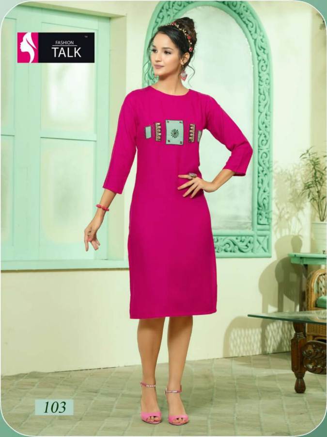 Rumani By Fashion Talk Designer Heavy Rayon Kurtis Catalogue