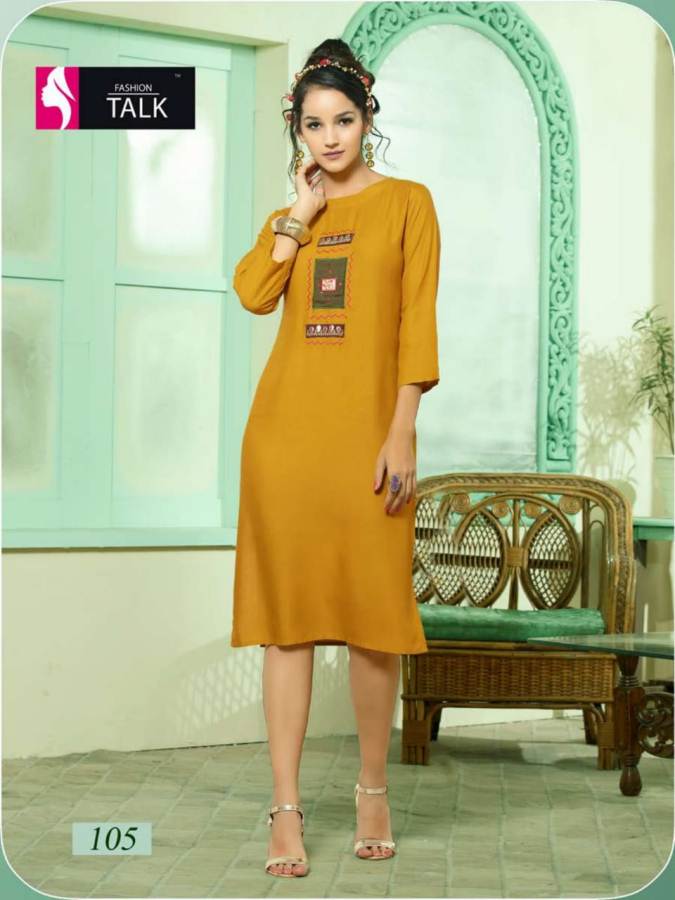 Rumani By Fashion Talk Designer Heavy Rayon Kurtis Catalogue