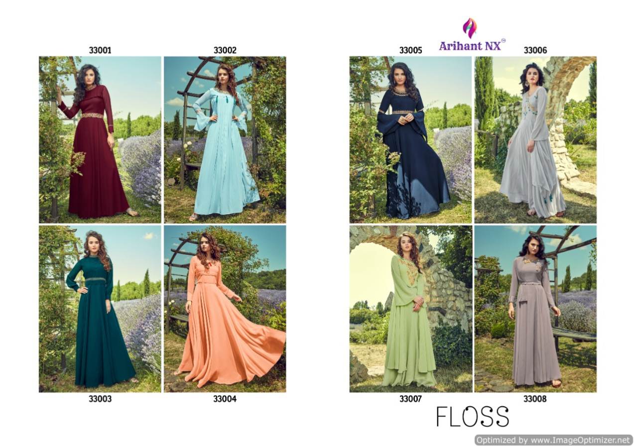 Floss By Arihant Party Wear Long Gown Style Kurtis Collection
