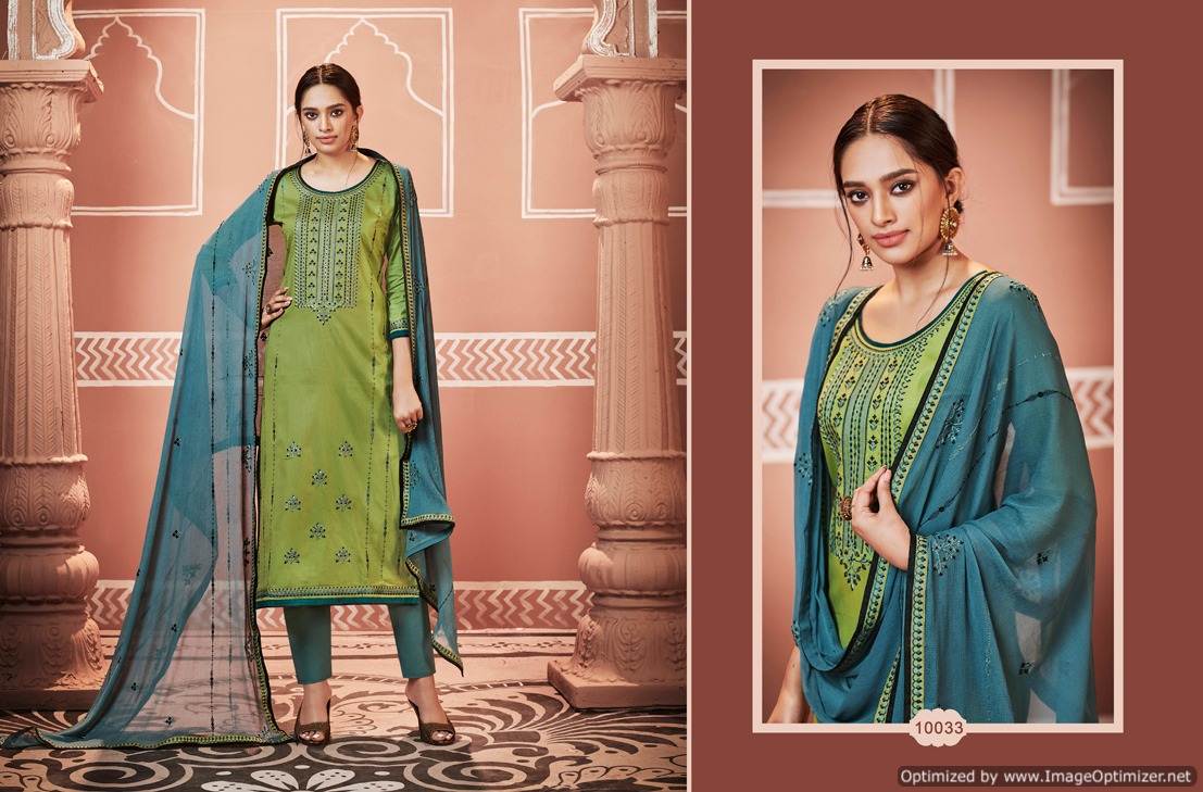Gulmohar By Ramaiya Desinger Jam Coda Silk Dress Material Collection
