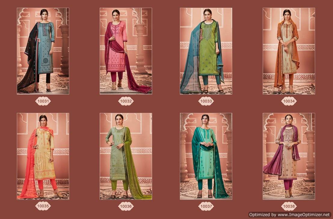 Gulmohar By Ramaiya Desinger Jam Coda Silk Dress Material Collection